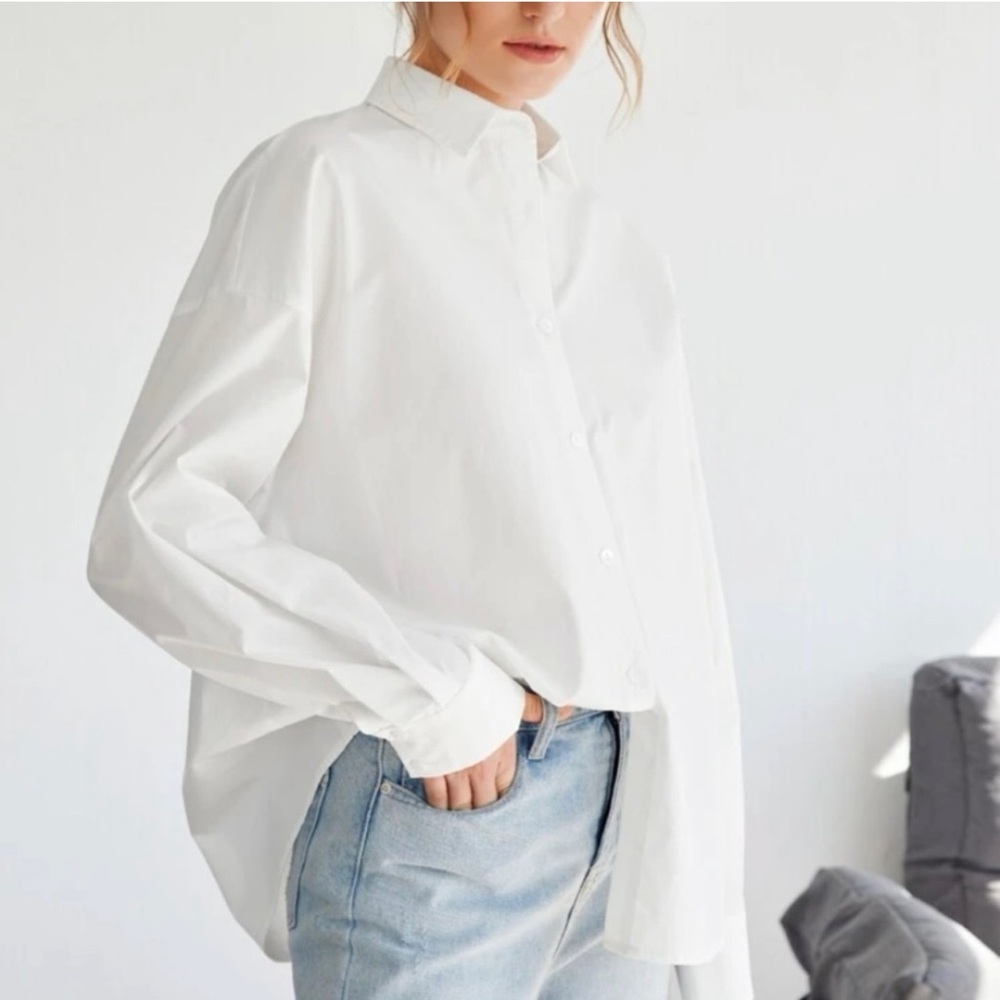 SHEIN oversized white button down shirt size XXL